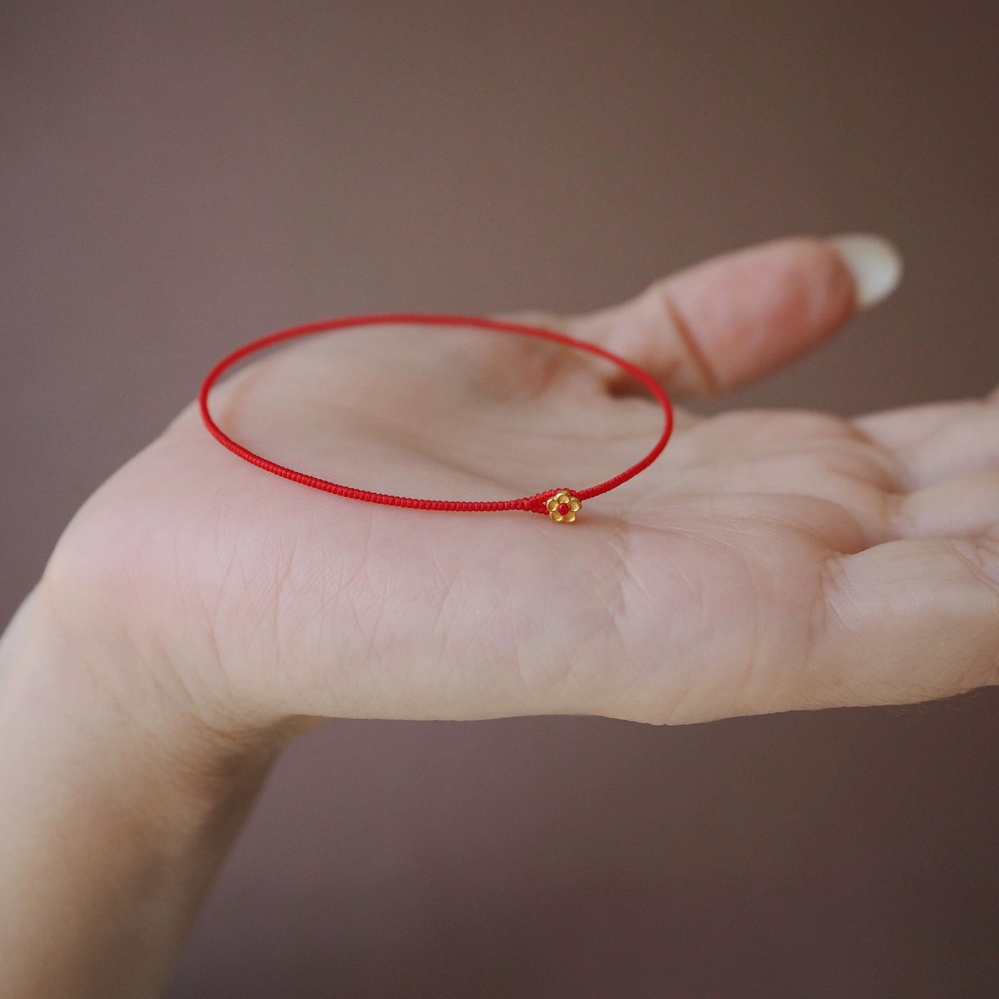 Hand-Woven Red Thread Diamond Knot Bracelet