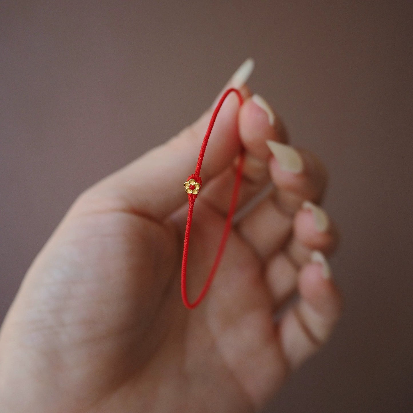 Hand-Woven Red Thread Diamond Knot Bracelet