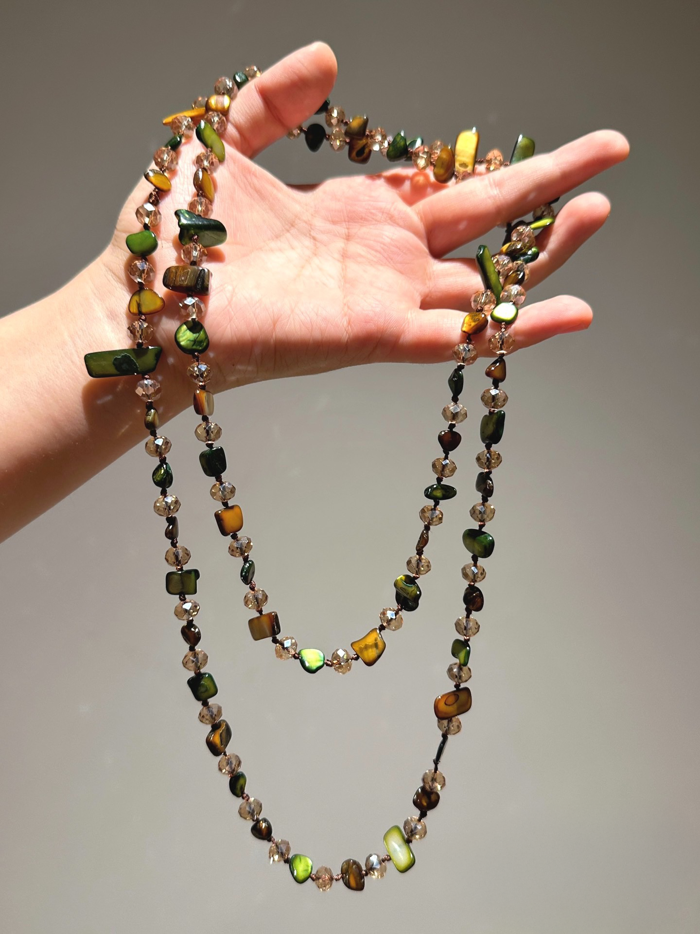 Bohemian-style Natural Stone & Shell Beaded Necklace