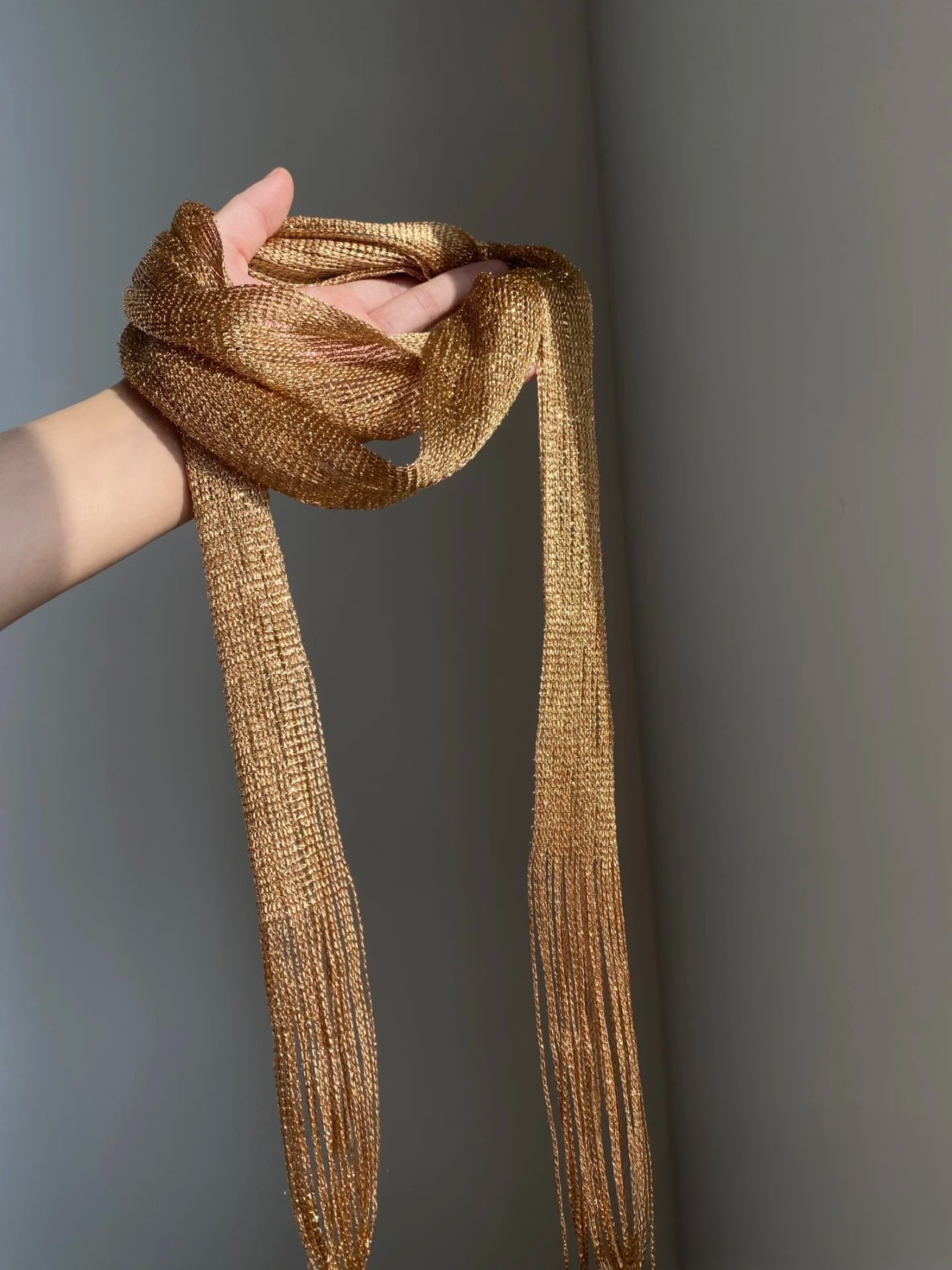 Vintage Gold Fringe Scarf | Classic Versatile Style