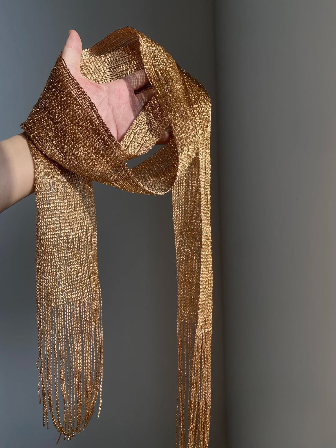 Vintage Gold Fringe Scarf | Classic Versatile Style