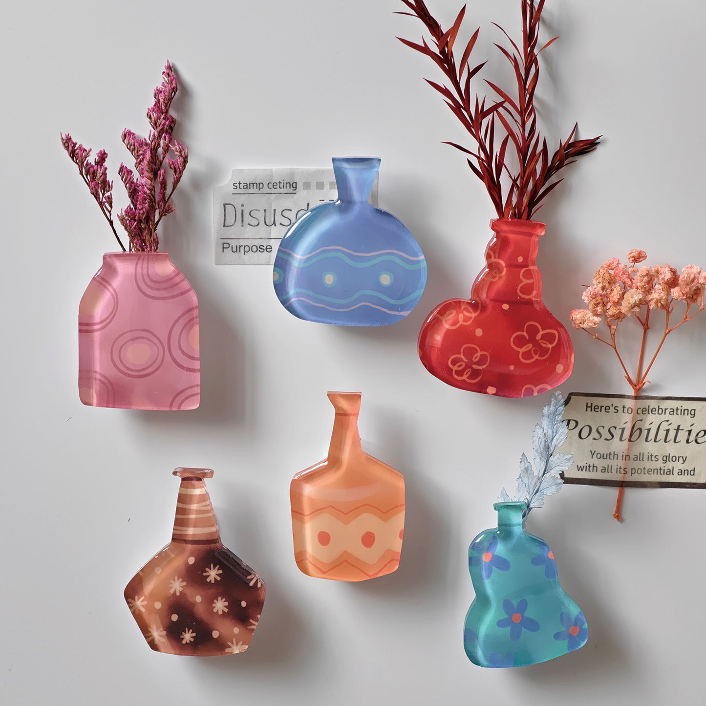 Decorative Acrylic Fridge Magnets – Artistic Vase Series