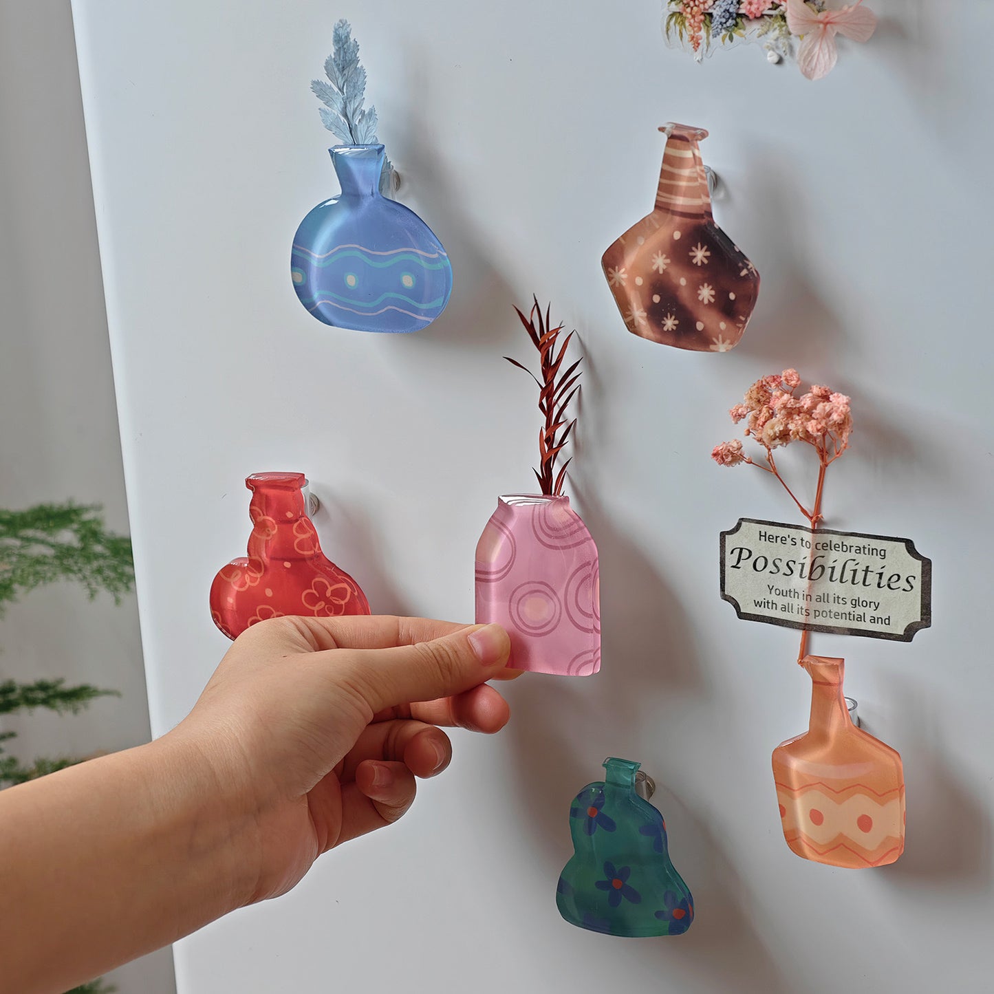 Decorative Acrylic Fridge Magnets – Artistic Vase Series