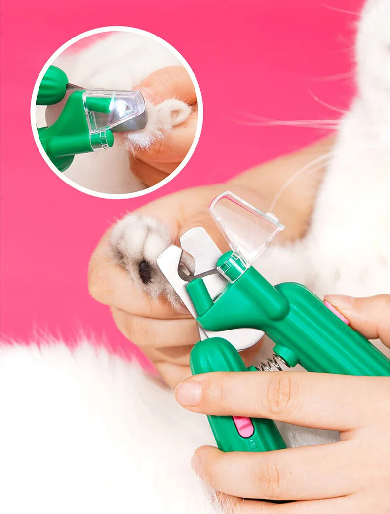 Cactus Non-Slip Pet Nail Clipper with LED Light