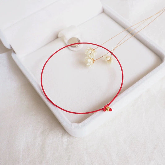 Hand-Woven Red Thread Diamond Knot Bracelet