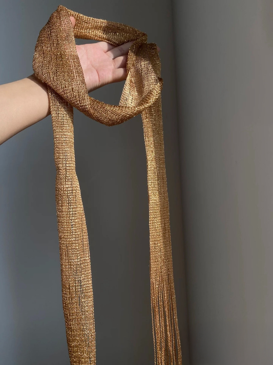 Vintage Gold Fringe Scarf | Classic Versatile Style
