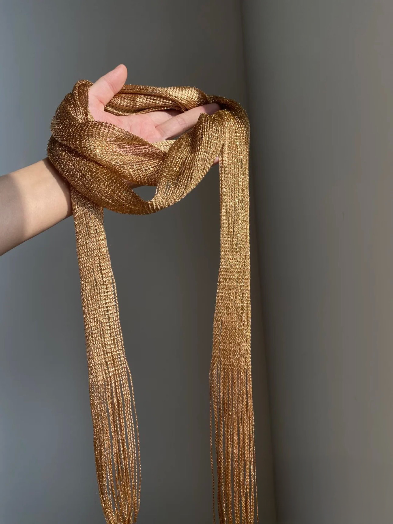 Vintage Gold Fringe Scarf | Classic Versatile Style